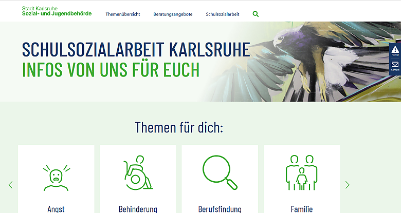 Screenshot Webseite Schulsozialarbeit Karlsruhe